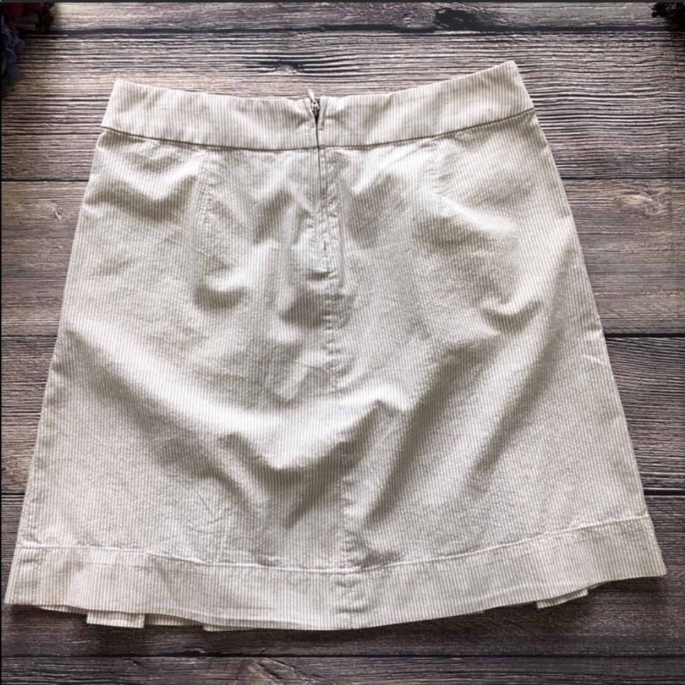 J. Crew Pleated Wendy Skirt tan cream stripe sz 4 - Picture 6 of 8